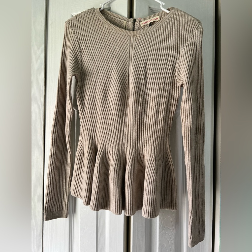 Rebecca Taylor Colorblock Zipper Sweater Size Small